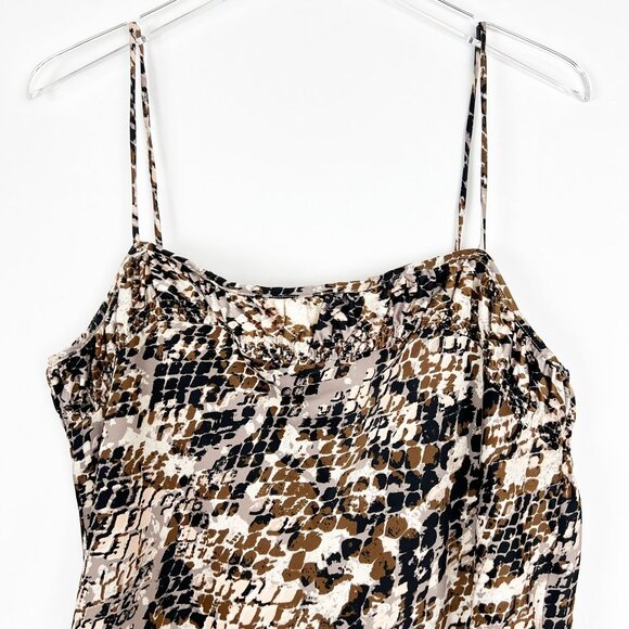 By Anthropologie Midi Slip Dress Womens Size Large Snake Print Satin Side Slits - Picture 6 of 16